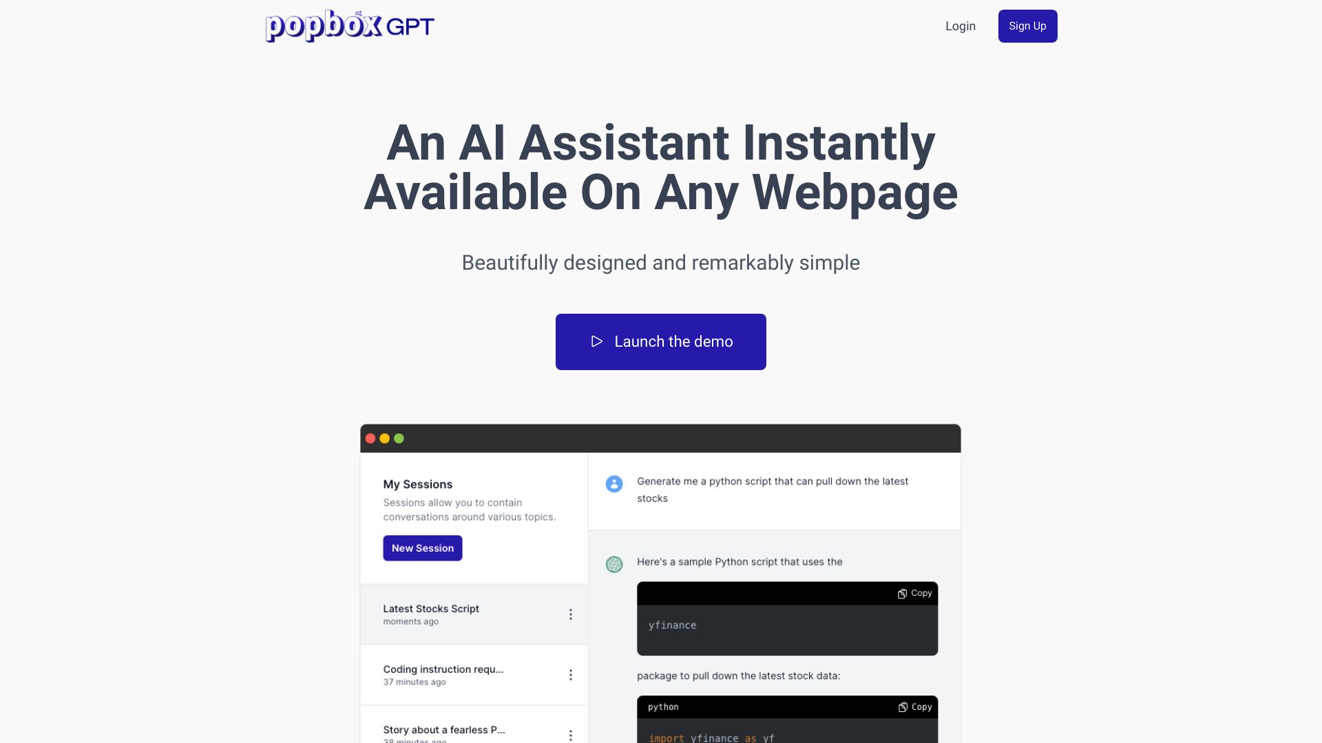 PopboxGPT screenshot