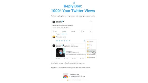 Reply Boy - 1000𝕏 Your Twitter Views