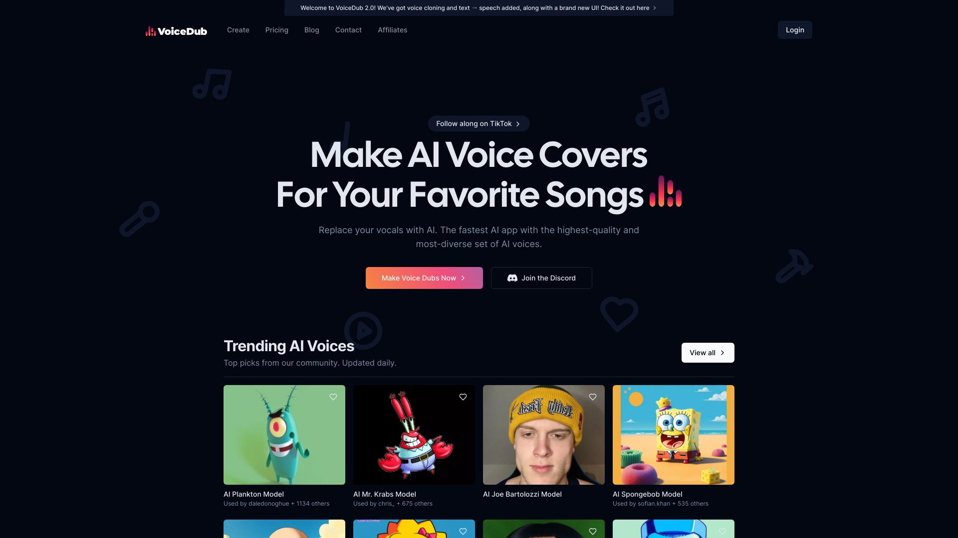 VoiceDub: Generate AI Voice Covers For Songs.