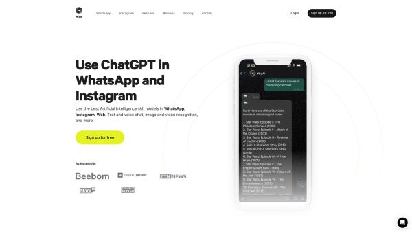 WizAI - ChatGPT for WhatsApp & Instagram