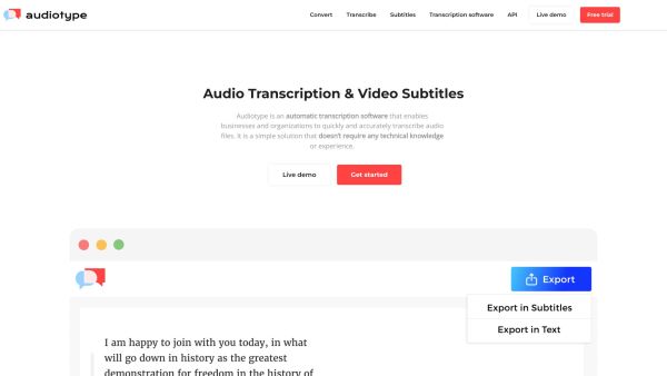 Audiotype - Audio Transcription and Video Subtitles