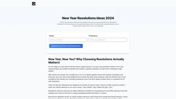 New Year Resolutions AI