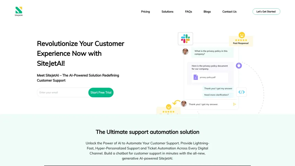 SiteJetAI – Customer Support Chatbot