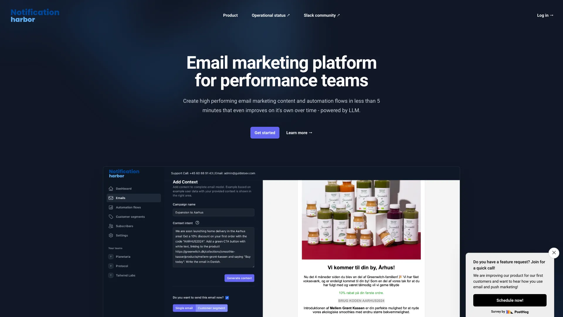 Notification harbor – AI Email marketing screenshot