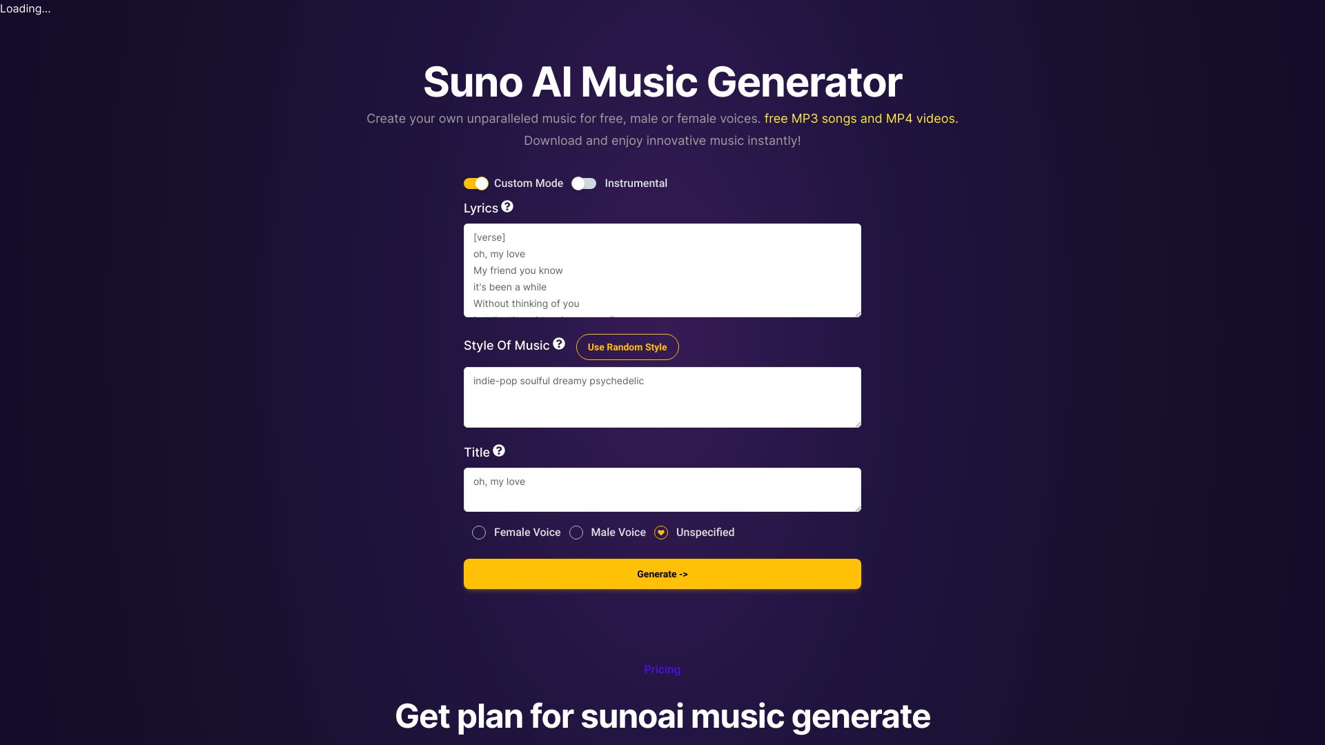 Suno AI Music Generator By SunoAI