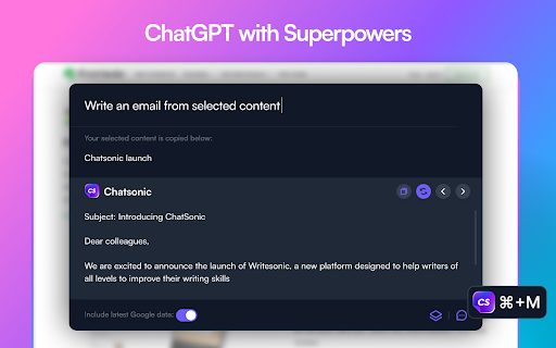 ChatSonic ai chrome extension: Enhance content creation and communication using ChatSonic's AI technology.