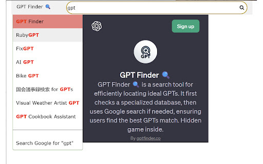 GPT Finder - GPT Search Engine Preview