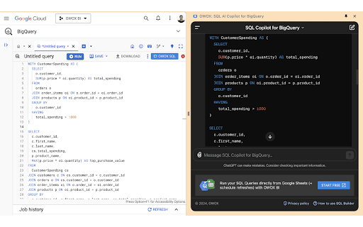 AI SQL Generator by OWOX BI Preview
