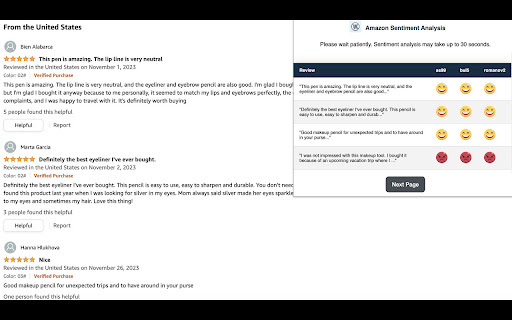 Amazon Review Sentiment Analyzer Extension Preview