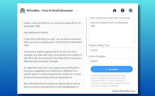 Free AI Email Generator Preview