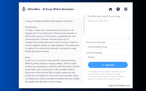 AIFreeBox Free Best AI Essay Writer Generator Preview
