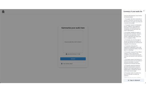 AI-Powered Audio Summarizer Preview