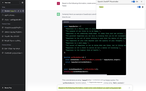ChatGPT Placeholder Chrome Extension Preview