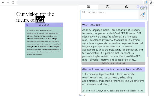 QuickGPT AI Assistant Preview