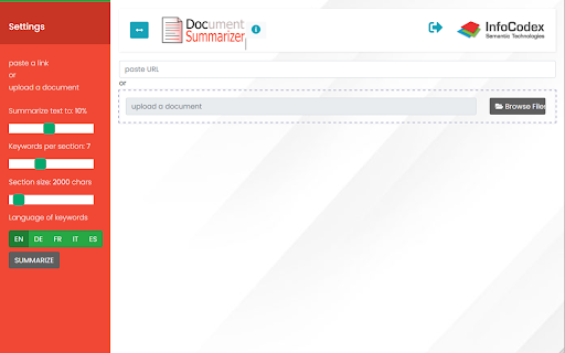 InfoCodex Document Summarizer Preview
