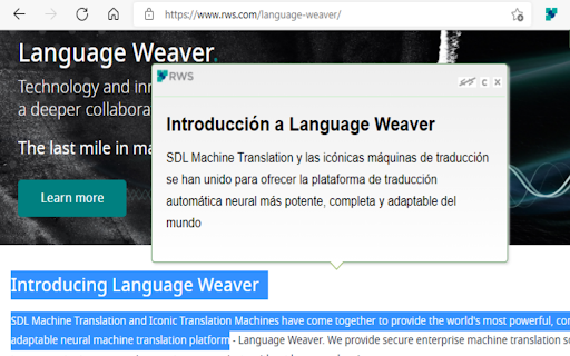 Language Weaver Instant Translation Preview