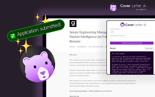Hustle AI Cover Letter Generator Preview