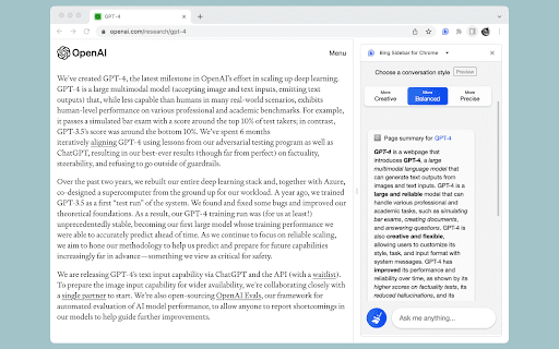 Microsoft Copilot in Chrome (via Extension) Preview