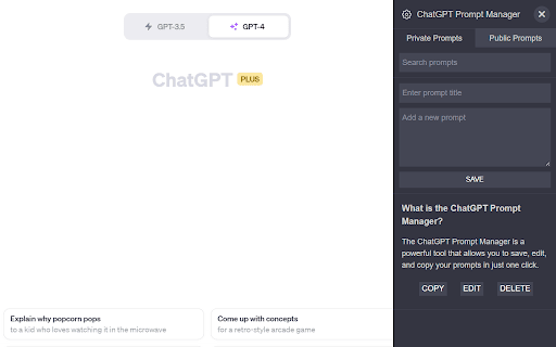 ChatGPT Prompt Manager Preview