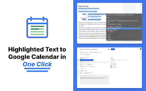 Text to Google Calendar Preview