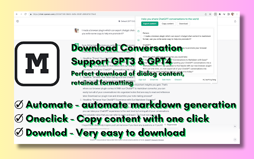 ChatGPT to Markdown Extension Preview
