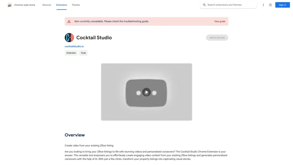 Cocktail Studio Chrome Extension Preview