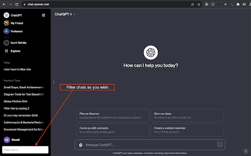ChatGPT Chats Filter Preview