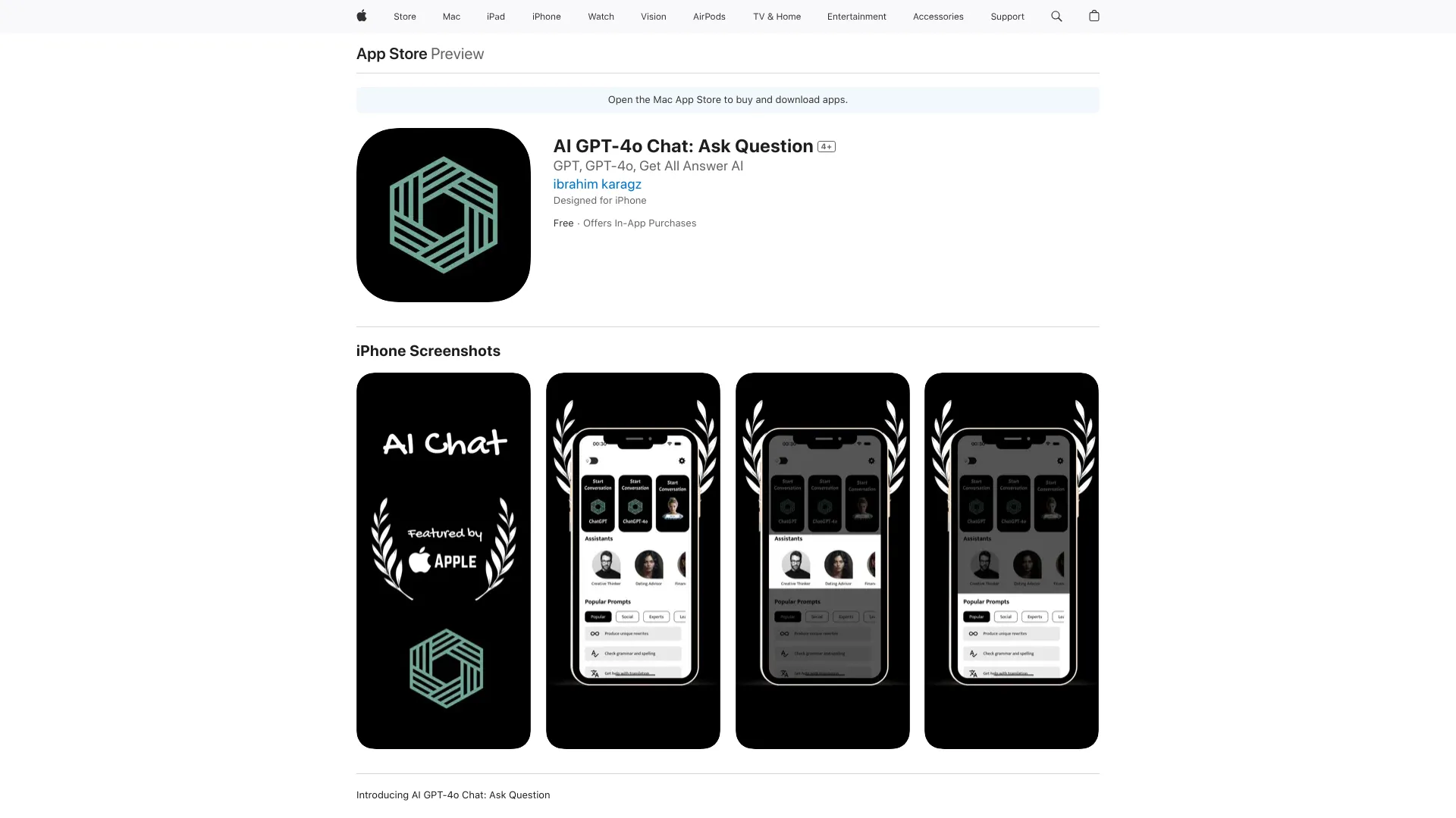 AI GPT-4o Chat: Ask Question screenshot