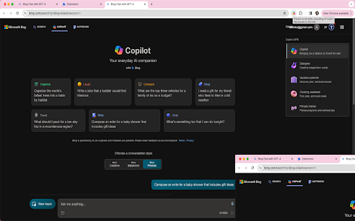 Bing AI Copilot Chrome Extension Preview