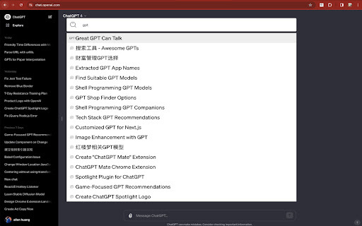 ChatGPT Spotlight Search Preview