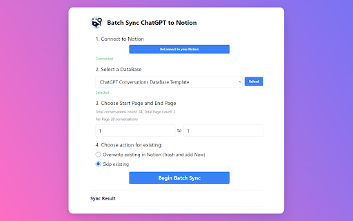Save ChatGPT to Notion Preview