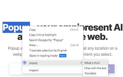 AI Assistant Popup Preview