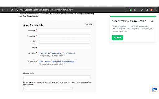 NodeFlair One-Click Job Apply Preview
