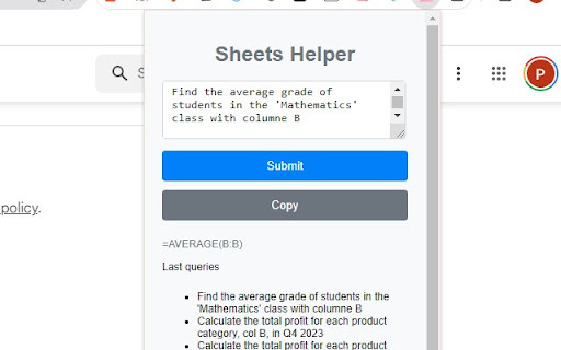 Sheets Helper Preview