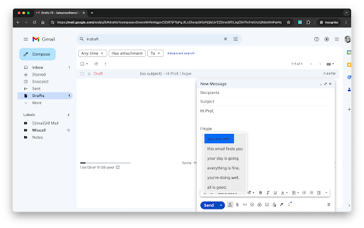 Intelligent Text Suggestions Preview