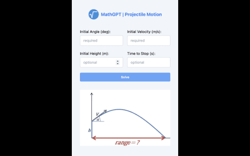 MathGPT Projectile Motion Calculator Preview