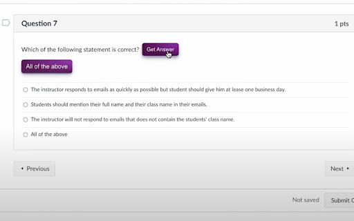 Canvas Quiz Answer Tool Preview