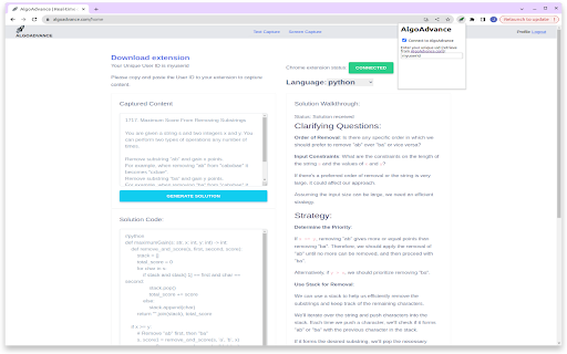 AlgoAdvance Coding Helper Preview