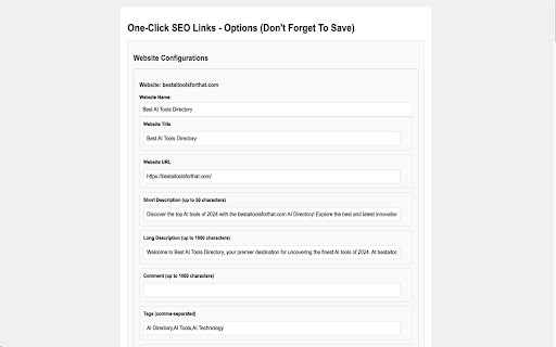 One-Click SEO Links Chrome Extension Preview