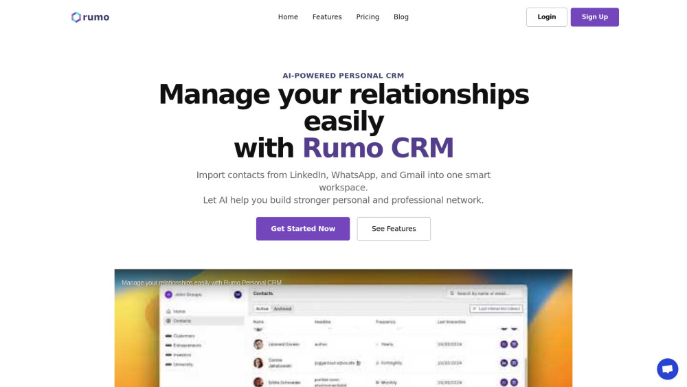 Rumo Personal CRM Preview