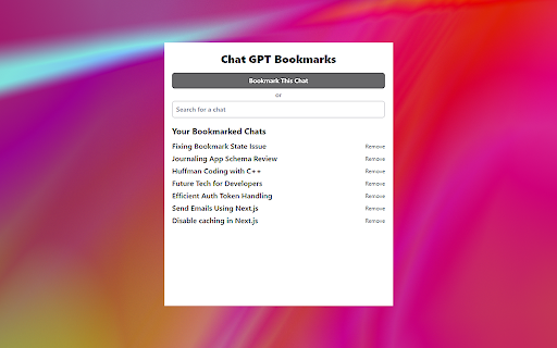Chat GPT Conversation Bookmark Extension Preview