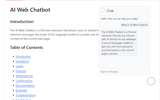 AI Web Chatbot Extension Preview