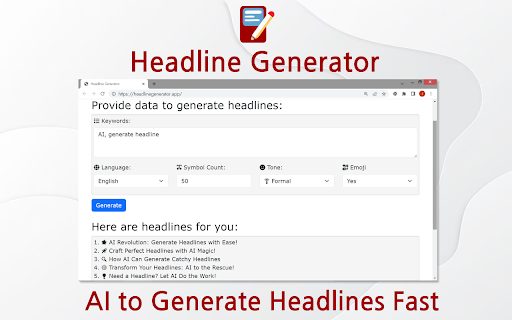 AI Headline Generator Chrome Extension Preview