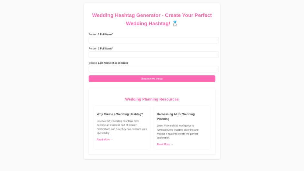 Wedding Hashtag AI Wedding Hashtag AI
