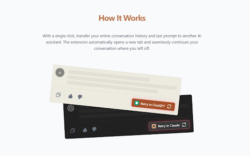 Retry in Another AI – Transfer conversations between ChatGPT and Claude screenshot