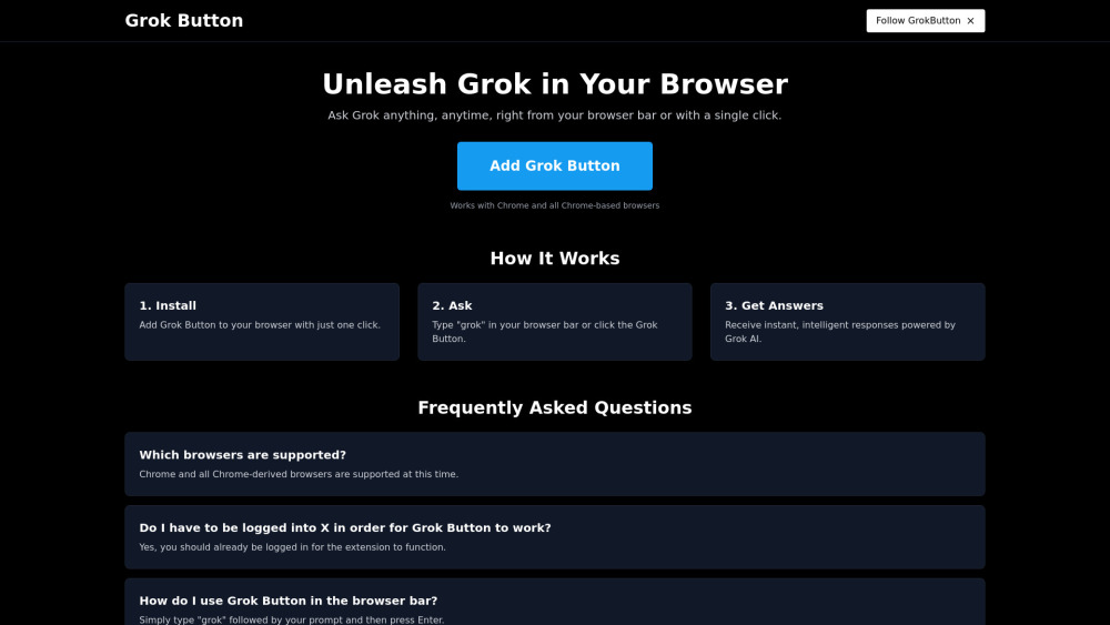 Grok Button: AI-powered browser extension for asking questions easily.
