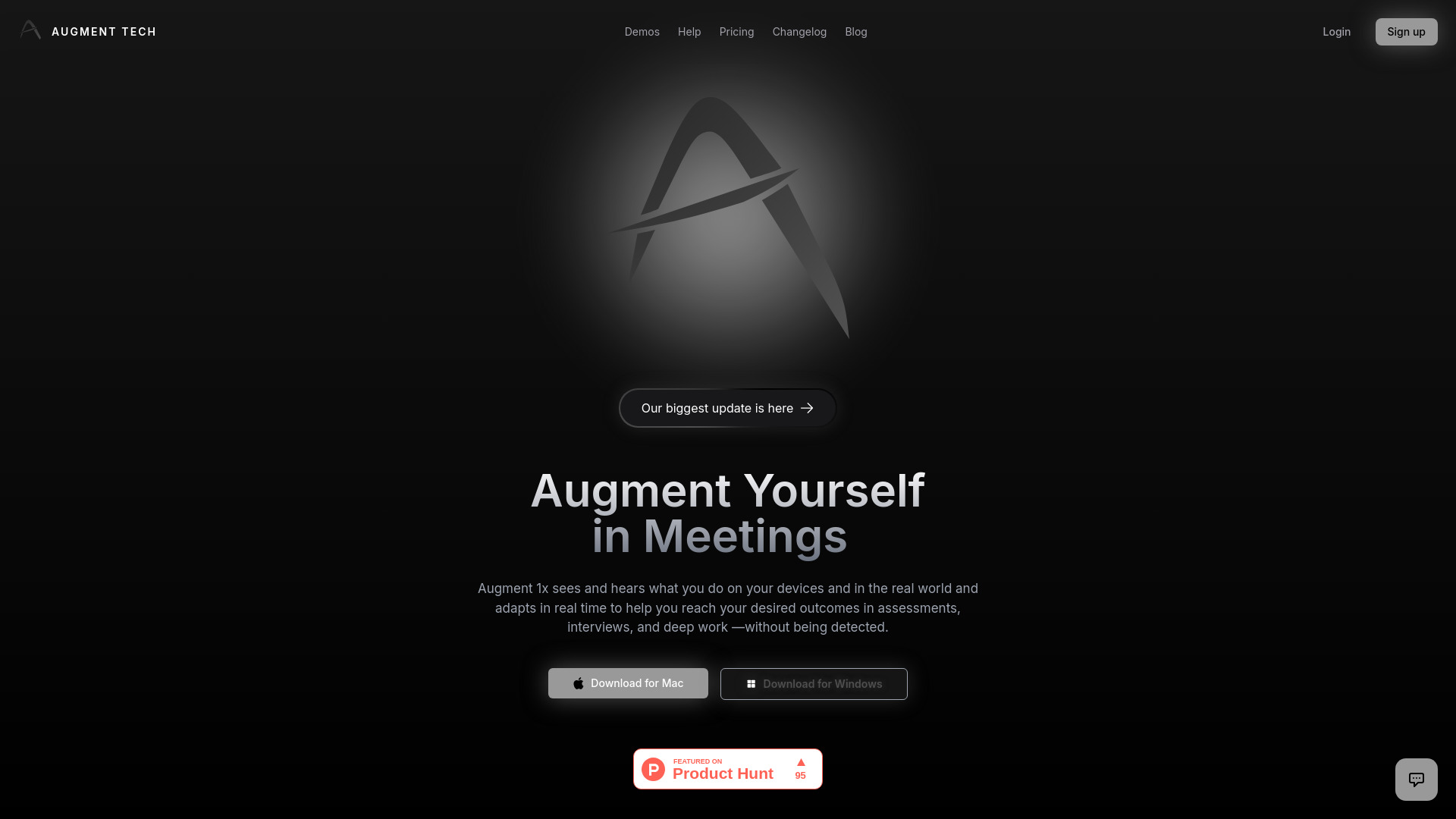 Augment 1x dashboard interface showing AI video creation tools, templates, and editing features