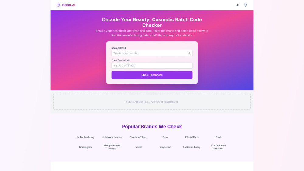 Cosmetic Batch Code Checker Preview