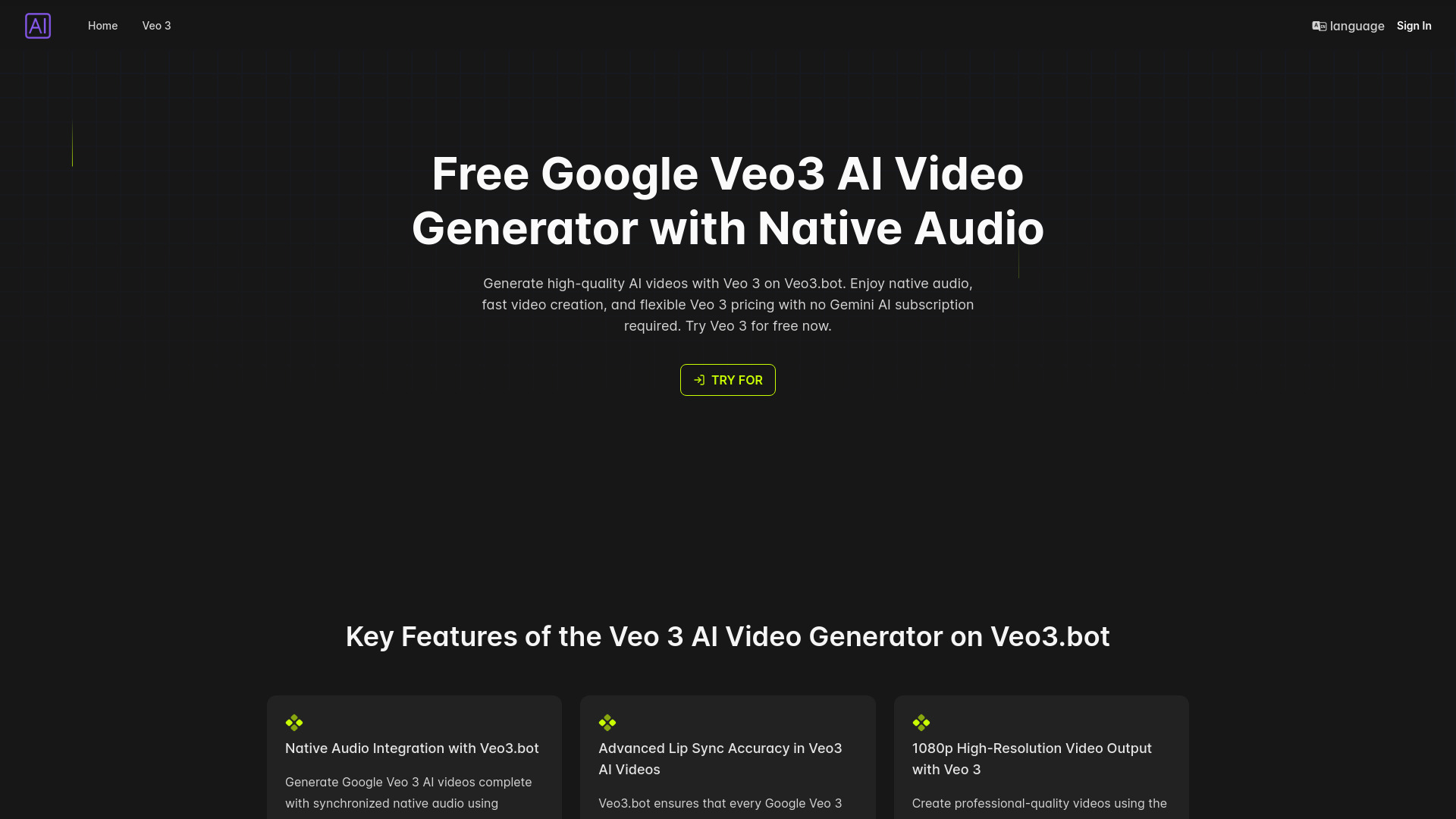 Veo3.bot: Free Access to Google Veo 3 AI Video Generation with Native Audio screenshot