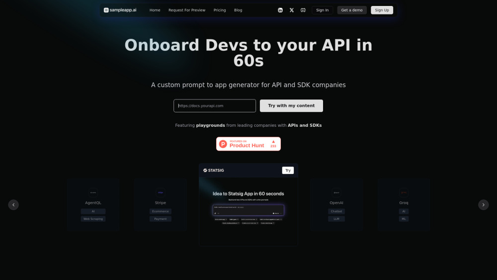 SampleApp.ai Preview